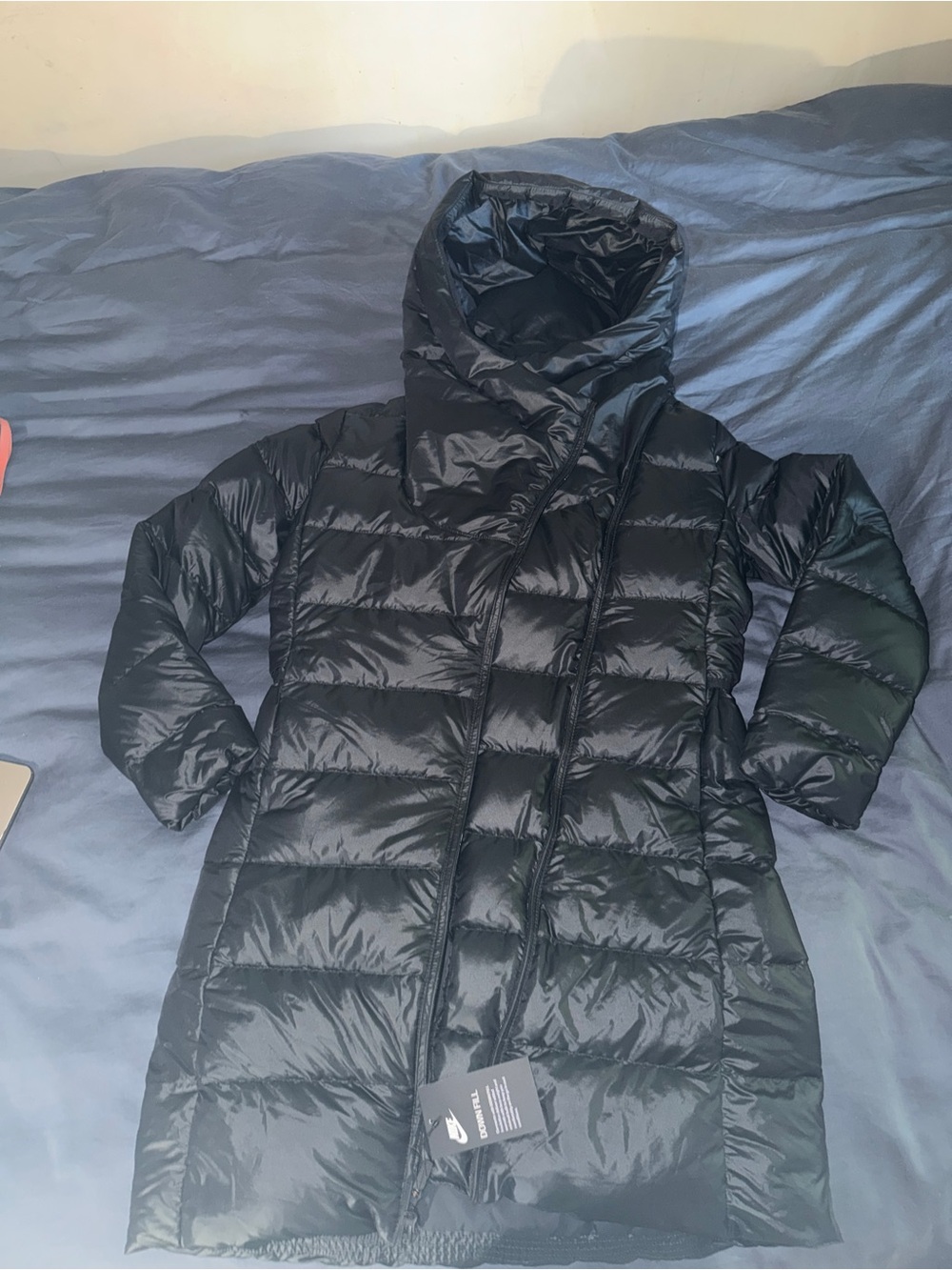 Nike Women's Black Long Puffer Jacket with Hood